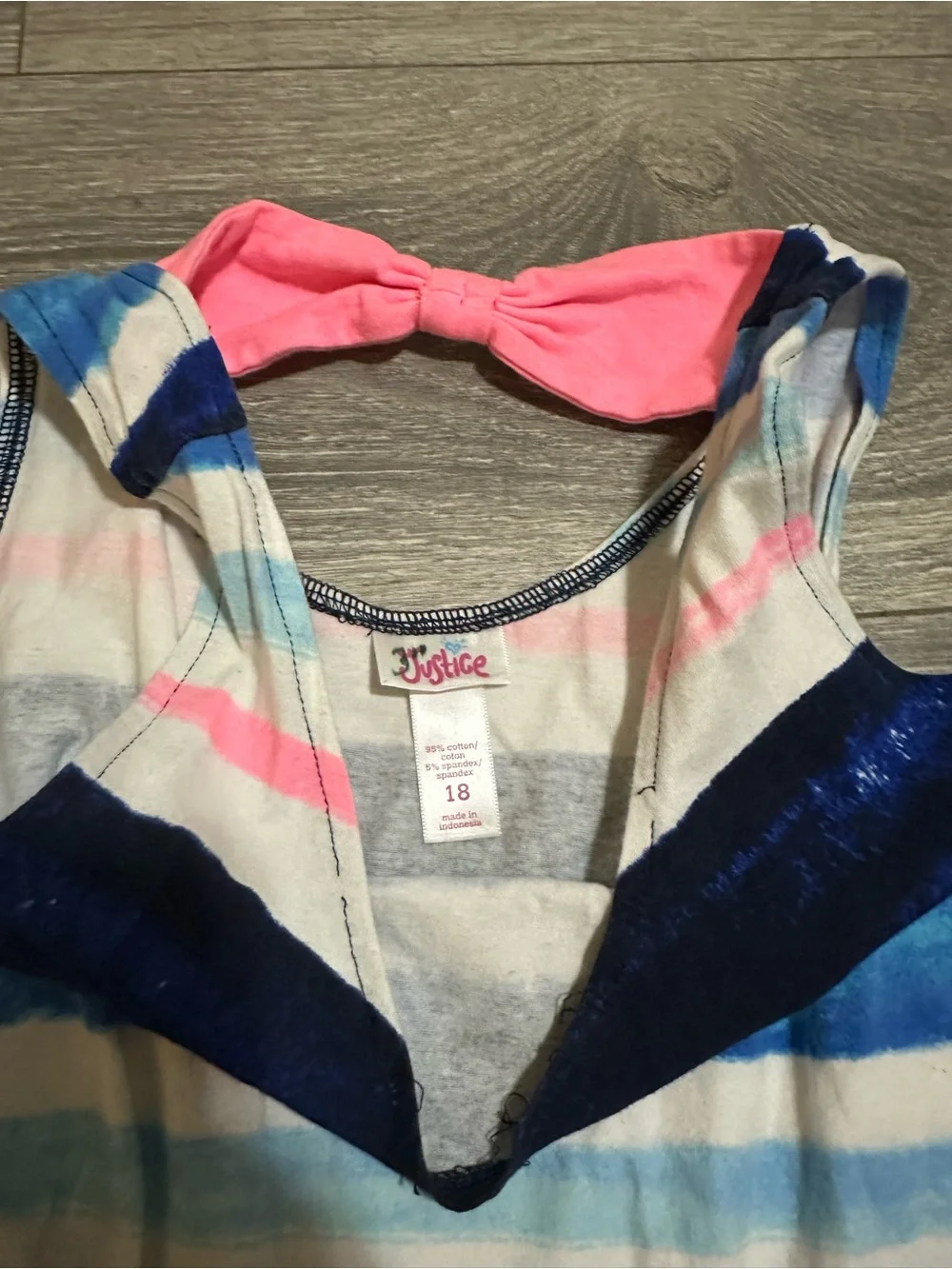 Justice Striped Knit Dress in Navy, Light Blue & Pink